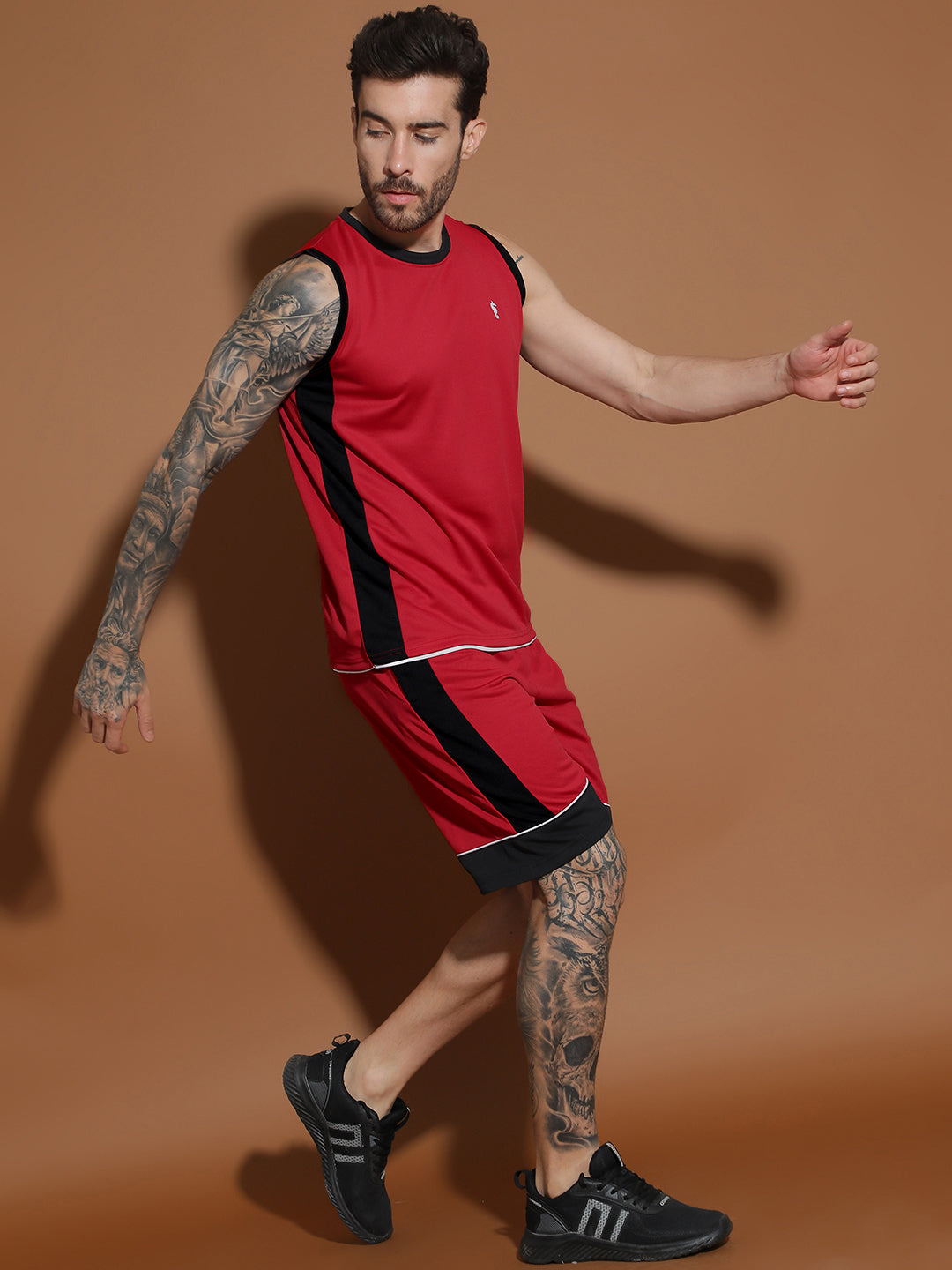 Sleeveless Round Neck Sweat Absorbing Slim Fit Co-Ord Set