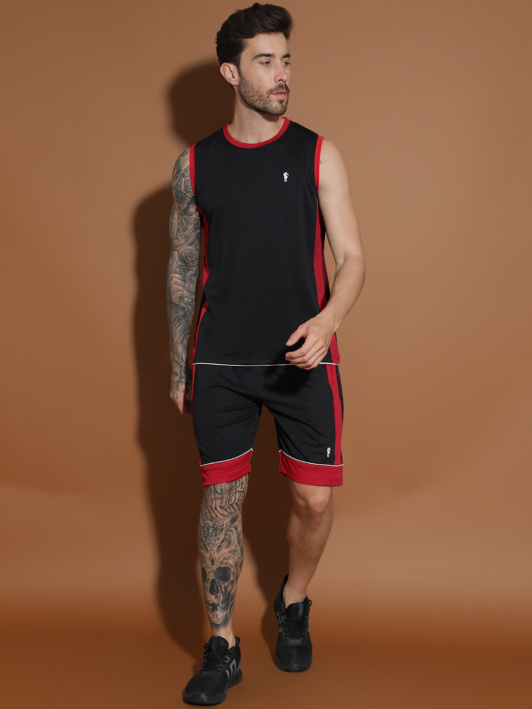 Sleeveless Round Neck Sweat Absorbing Slim Fit Co-Ord Set