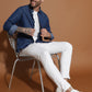 Denim Regular Fit Full Sleeve Cutaway Collar Casual Shirt