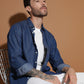 Denim Regular Fit Full Sleeve Cutaway Collar Casual Shirt