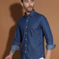 Denim Regular Fit Full Sleeve Cutaway Collar Casual Shirt