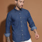 Denim Regular Fit Full Sleeve Cutaway Collar Casual Shirt