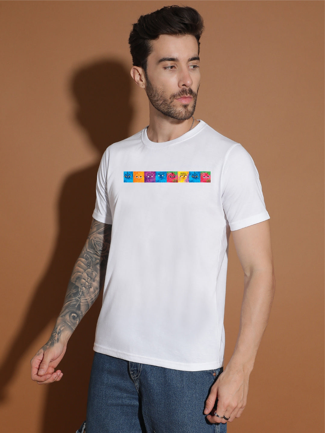 Breezer Tribe Men’s Cotton Jersey Half Sleeve Round Neck Regular Fit Printed Casual Tee