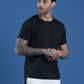 Polyester Lycra Jacquard Textured Round Neck Slim Fit Half Sleeve T-Shirt