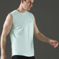 Polyester Sleeveless Slim Fit Round Neck Gym T-Shirt