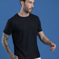 Polyester Jacquard Textured Round Neck Slim Fit Half Sleeve T-Shirt