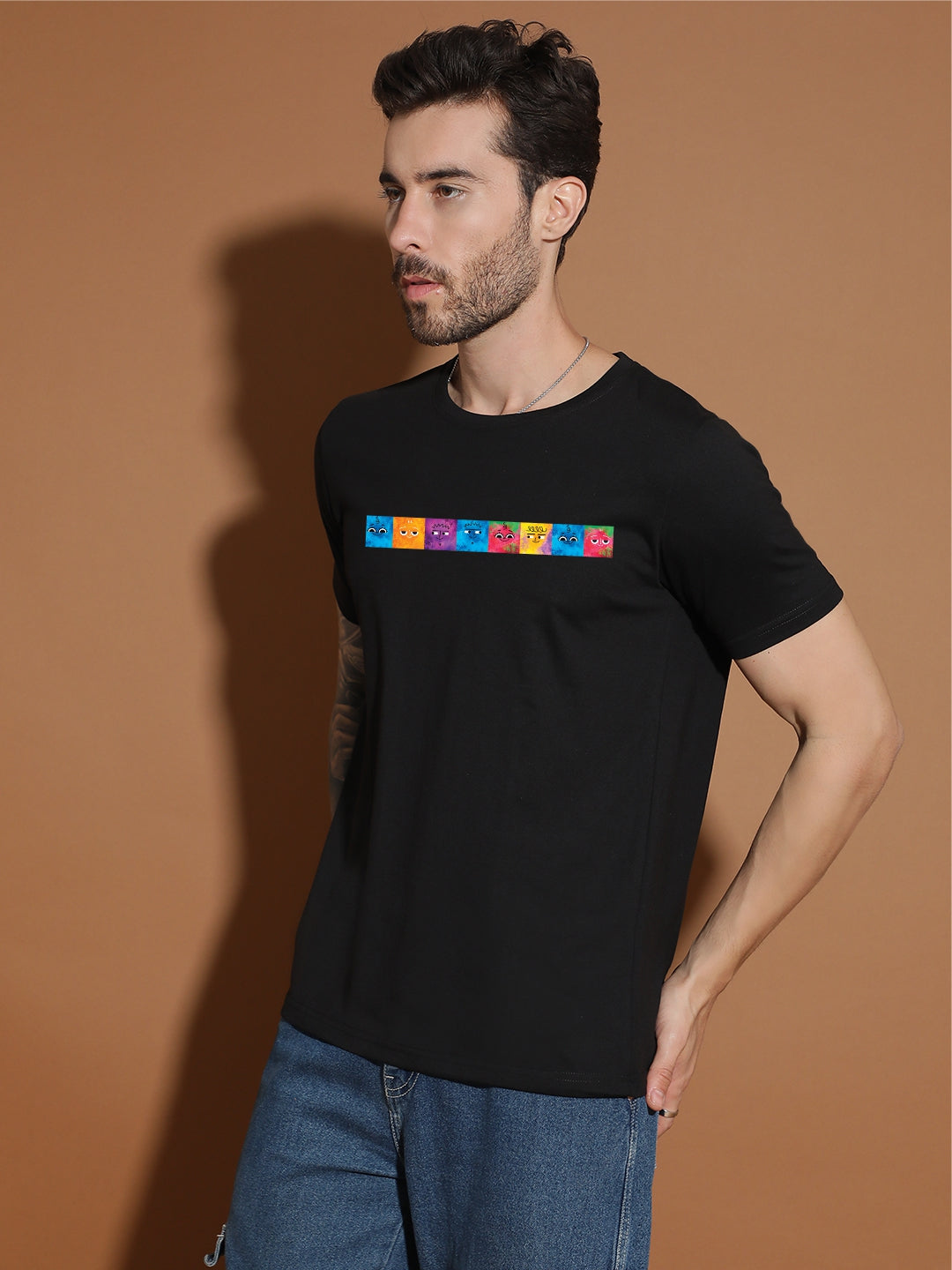 Breezer Tribe Men’s Cotton Jersey Half Sleeve Round Neck Regular Fit Printed Casual Tee