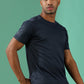 Polyester Lycra Jacquard Textured Round Neck Slim Fit Half Sleeve T-Shirt