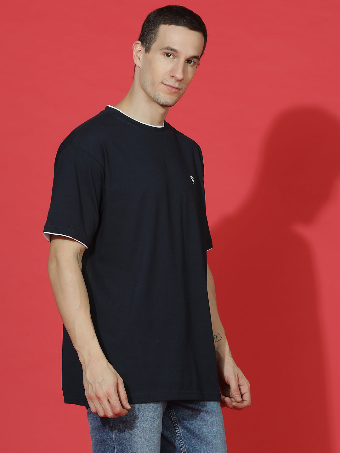 Single Jersey Oversized Round Neck Drop Shoulder Half Sleeve Casual T-Shirt