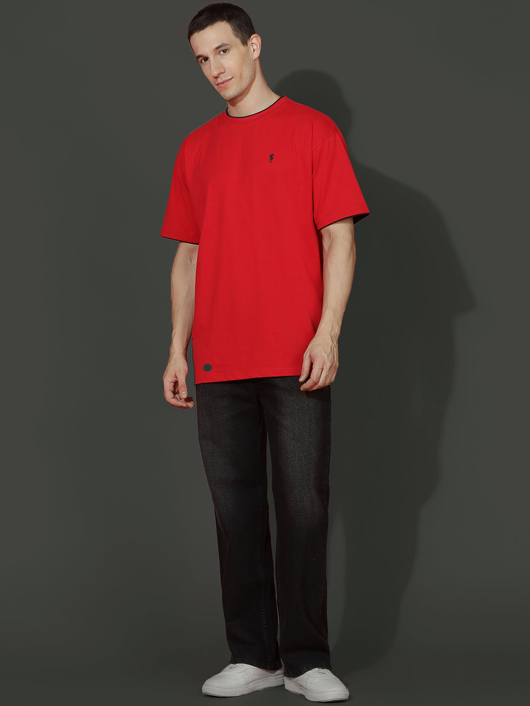 Single Jersey Oversized Round Neck Drop Shoulder Half Sleeve Casual T-Shirt