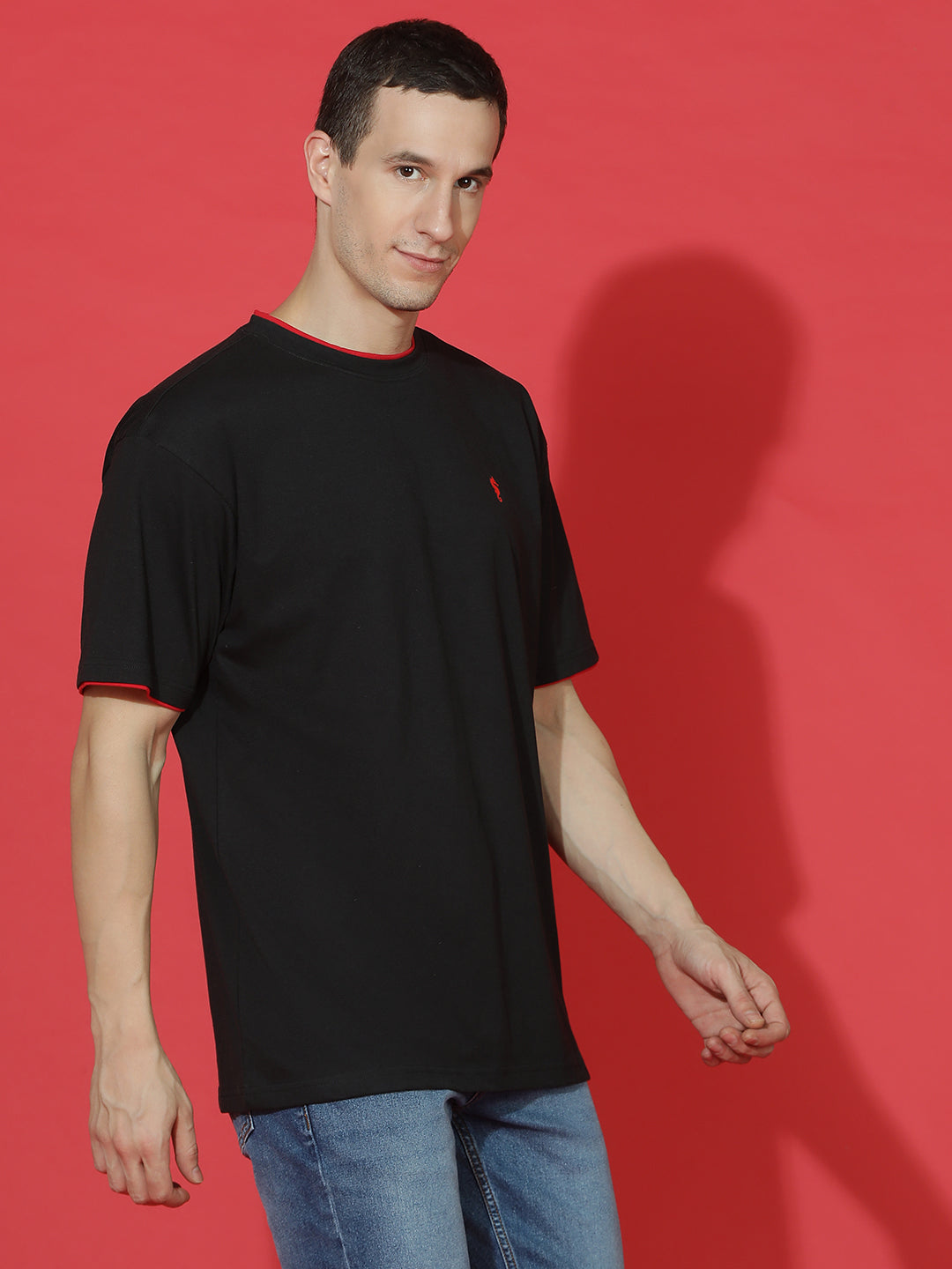 Single Jersey Oversized Round Neck Drop Shoulder Half Sleeve Casual T-Shirt