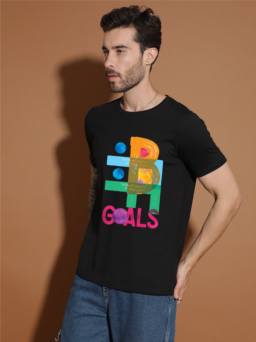 Breezer Tribe Round Neck Cotton T-Shirt for Men | Regular Fit, Half Sleeves, Casual Printed Style