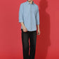 Denim Regular Fit Full Sleeve Cutaway Collar Casual Shirt