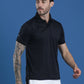 Polyester Lycra Jacquard Textured Polo Neck Half Sleeve T-Shirt