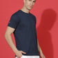 Polyester Jacquard Textured Round Neck Slim Fit Half Sleeve T-Shirt