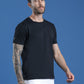 Polyester Jacquard Textured Round Neck Slim Fit Half Sleeve T-Shirt