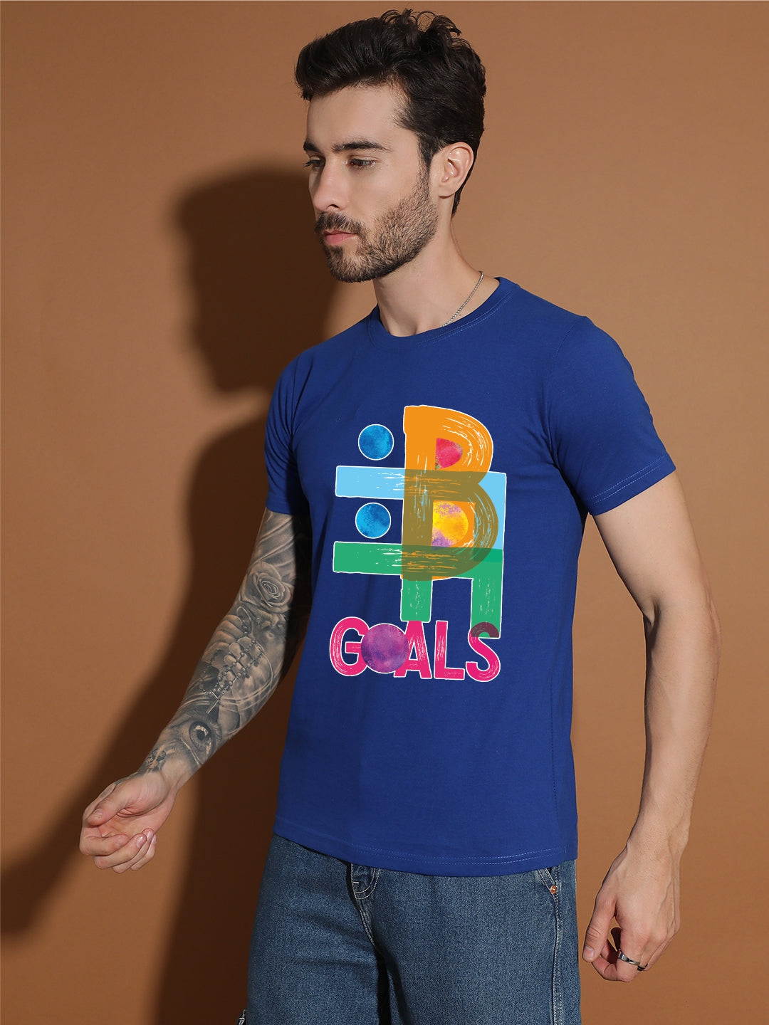 Breezer Tribe Round Neck Cotton T-Shirt for Men | Regular Fit, Half Sleeves, Casual Printed Style