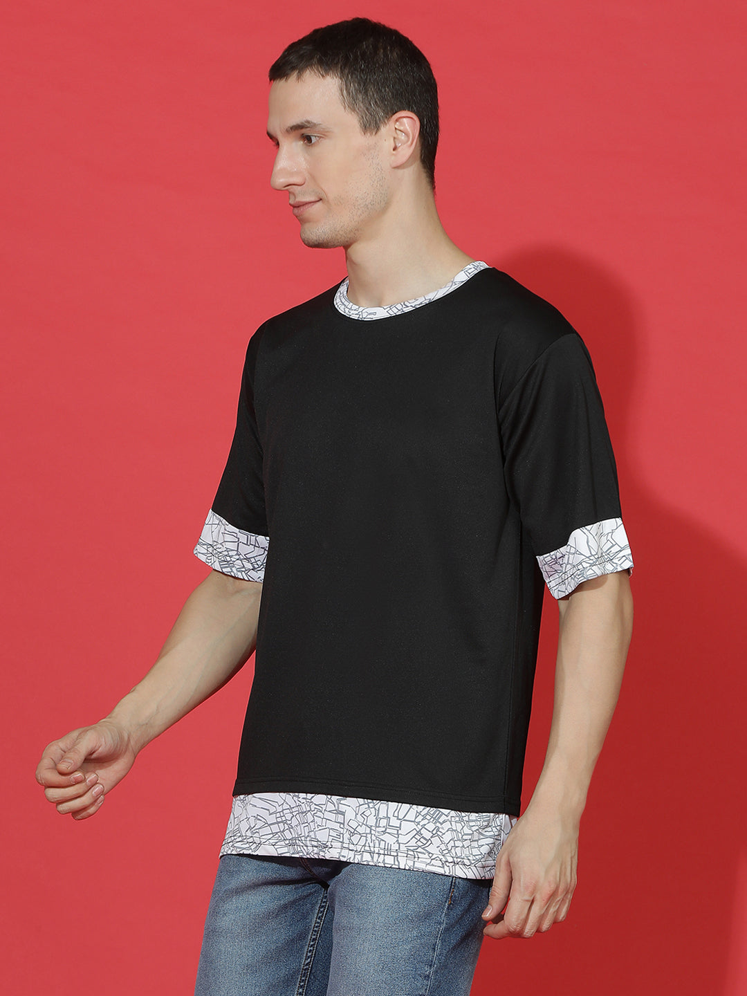 Single Jersey Oversized Round Neck Drop Shoulder Casual T-Shirt