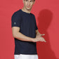 Polyester Jacquard Textured Round Neck Slim Fit Half Sleeve T-Shirt