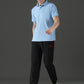 Polyester Lycra Jacquard Textured Polo Neck Half Sleeve T-Shirt