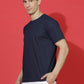 Polyester Jacquard Textured Round Neck Slim Fit Half Sleeve T-Shirt