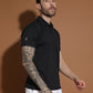 Dryfit Micro Polyester Textured Polo Neck Slim Fit Half Sleeve T-Shirt