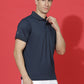 Polyester Lycra Jacquard Textured Polo Neck Half Sleeve T-Shirt