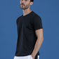 Polyester Lycra Jacquard Textured Round Neck Slim Fit Half Sleeve T-Shirt
