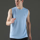 Polyester Sleeveless Slim Fit Round Neck Gym T-Shirt