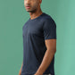 Polyester Lycra Jacquard Textured Round Neck Slim Fit Half Sleeve T-Shirt