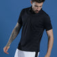 Polyester Lycra Jacquard Textured Polo Neck Half Sleeve T-Shirt