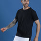 Polyester Jacquard Textured Round Neck Slim Fit Half Sleeve T-Shirt