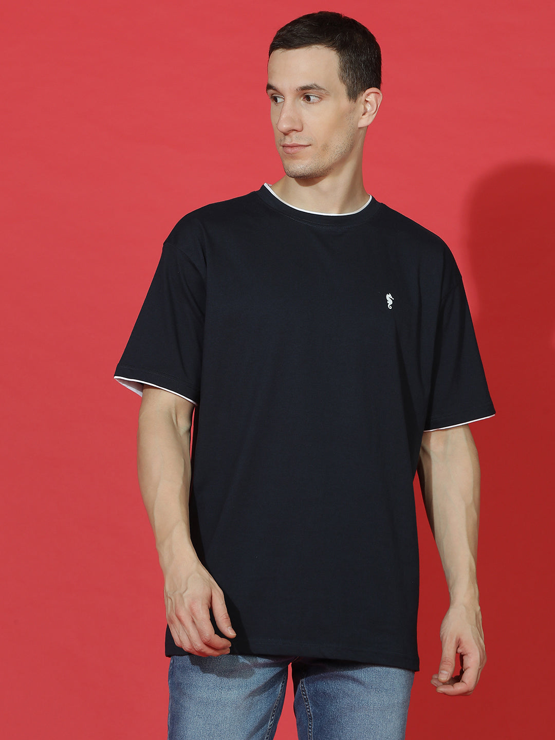 Single Jersey Oversized Round Neck Drop Shoulder Half Sleeve Casual T-Shirt