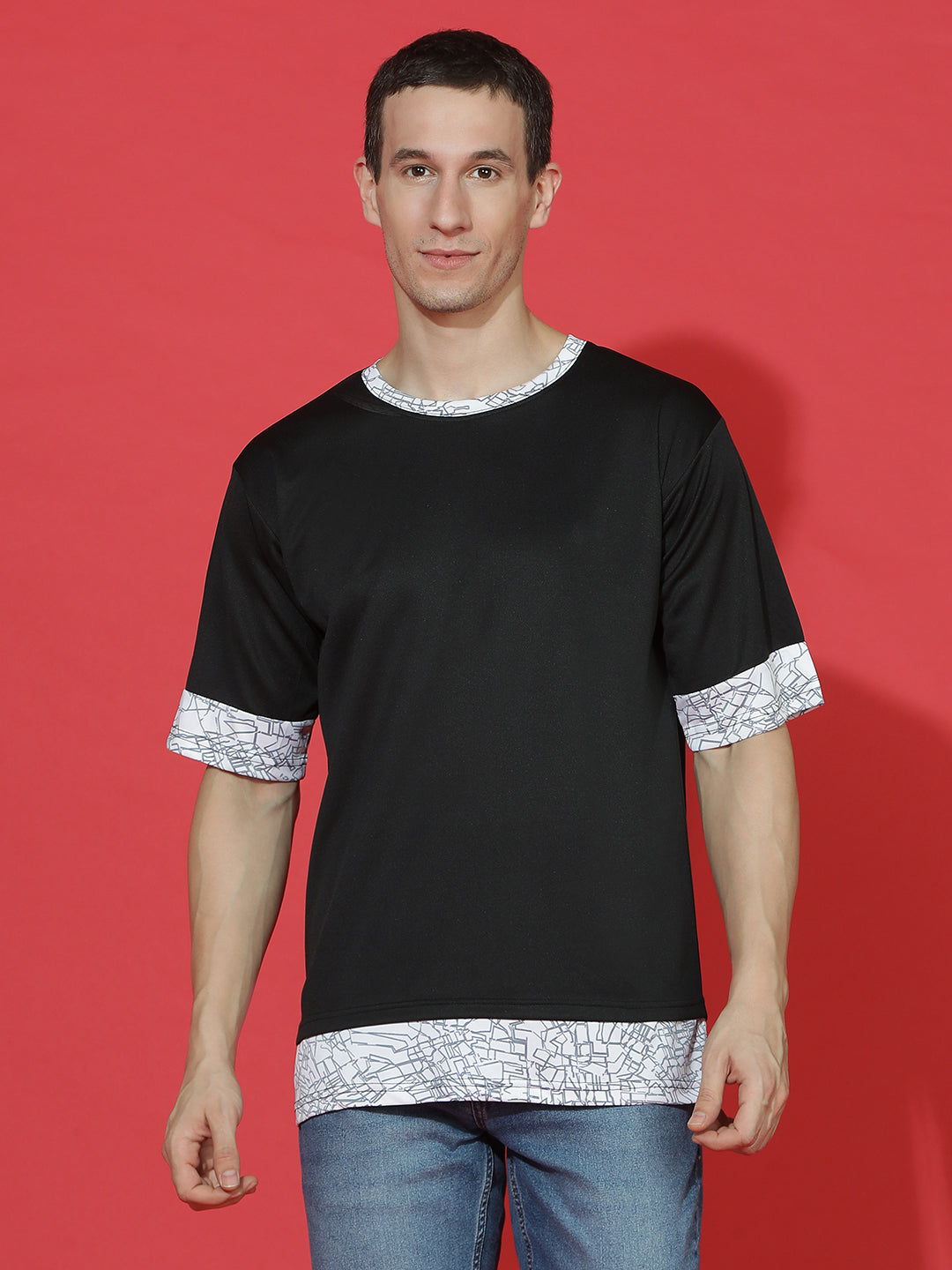 Single Jersey Oversized Round Neck Drop Shoulder Casual T-Shirt