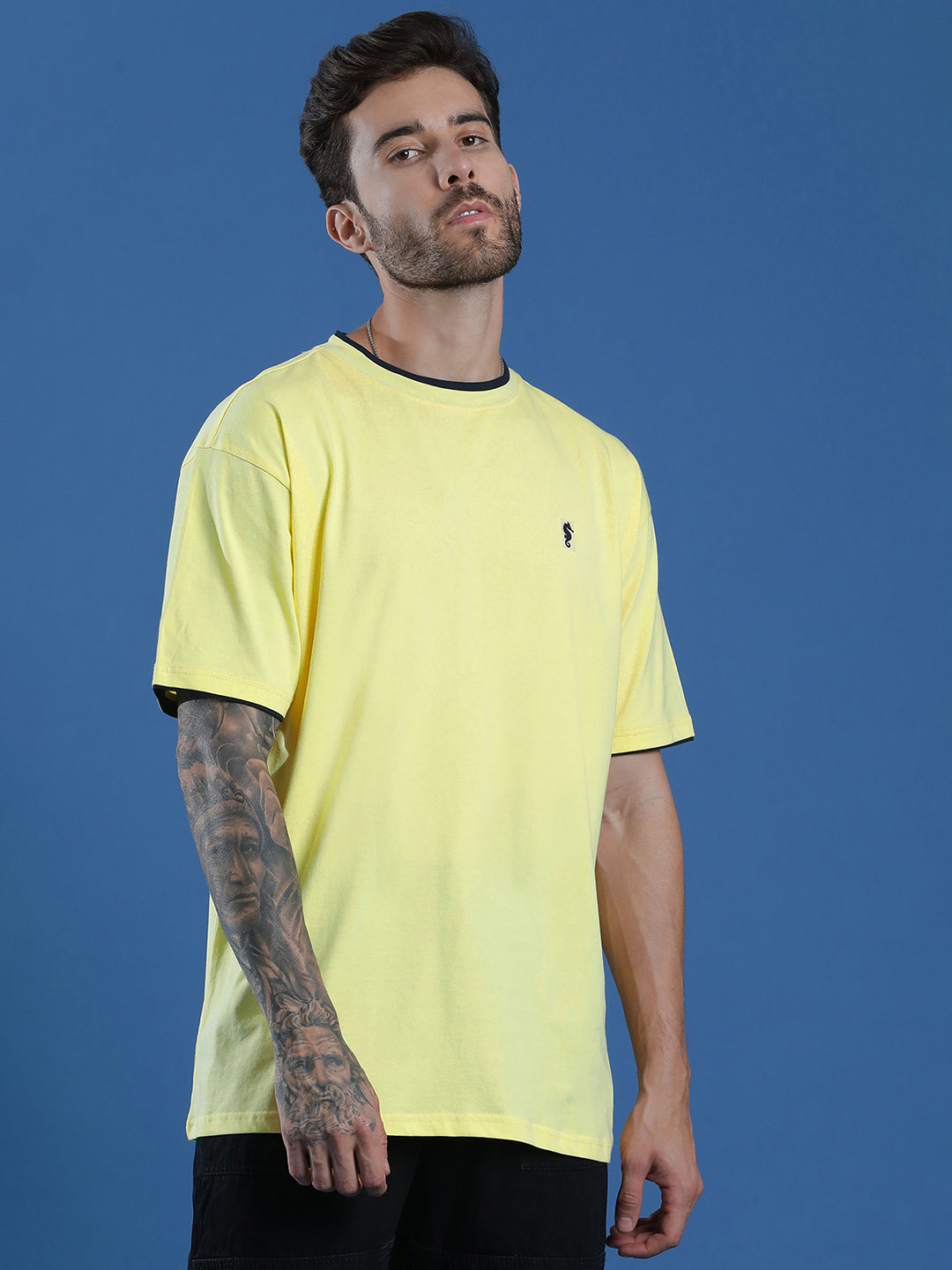 Single Jersey Oversized Round Neck Drop Shoulder Half Sleeve Casual T-Shirt