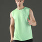 Polyester Sleeveless Slim Fit Round Neck Gym T-Shirt