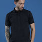 Polyester Lycra Jacquard Textured Polo Neck Half Sleeve T-Shirt