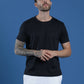 Polyester Lycra Jacquard Textured Round Neck Slim Fit Half Sleeve T-Shirt