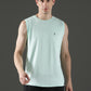 Polyester Sleeveless Slim Fit Round Neck Gym T-Shirt