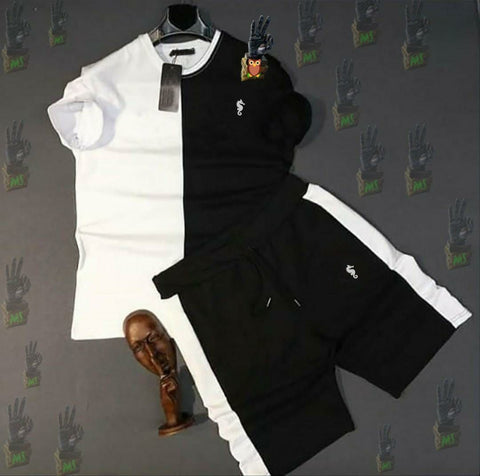 EPPE Polyester White & Black T-Shirt & Short