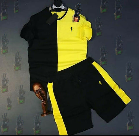 EPPE Polyester Yellow & Black T-Shirt & Short