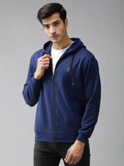 Eppe Solid Men Hooded Neck Blue Jackets