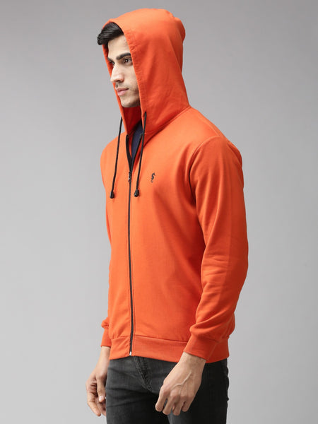 Eppe Solid Men Hooded Neck Orange Jackets