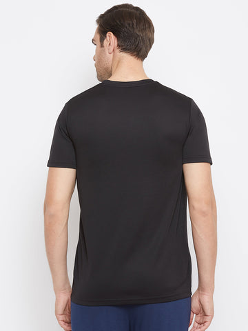 EPPE Men's Round Neck Short Sleeve Black Dryfit Micropolyester Active Performance Tshirt