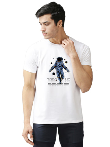Eppe Printed Men Round Neck White (Astronaut) T-Shirt