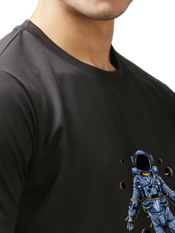 Eppe Printed Men Round Neck Black (Astronaut) T-Shirt