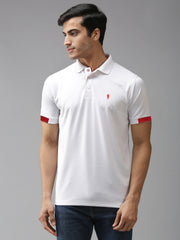 EPPE Men's Polo Neck Short Sleeve White-Red Dryfit Micropolyester Active Performance Tshirt