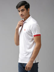 EPPE Men's Polo Neck Short Sleeve White-Red Dryfit Micropolyester Active Performance Tshirt