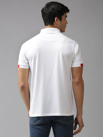 EPPE Men's Polo Neck Short Sleeve White-Red Dryfit Micropolyester Active Performance Tshirt
