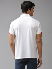 EPPE Men's Polo Neck Short Sleeve White-Red Dryfit Micropolyester Active Performance Tshirt